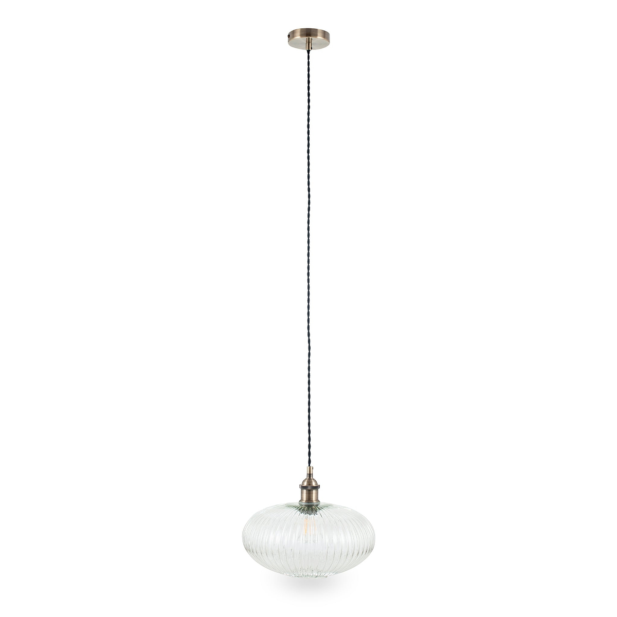 Abigail Clear Ribbed Glass Oval Pendant from Roseland Furniture