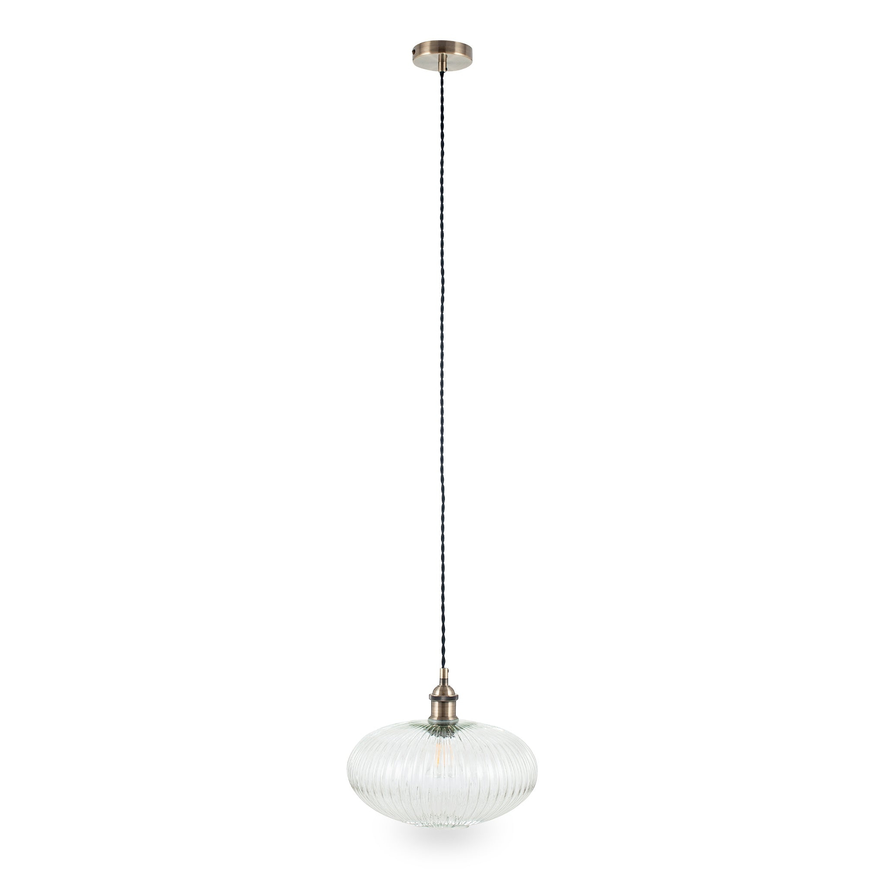 Abigail Clear Ribbed Glass Oval Pendant from Roseland Furniture