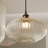 Abigail Clear Ribbed Glass Oval Pendant for living room