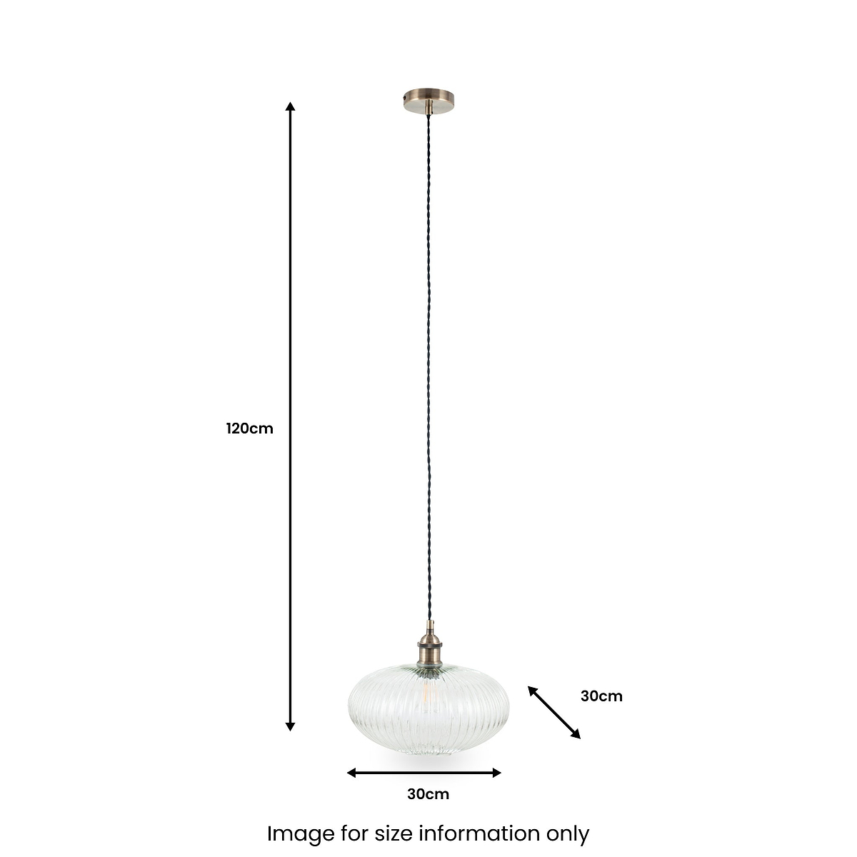 Abigail Clear Ribbed Glass Oval Pendant