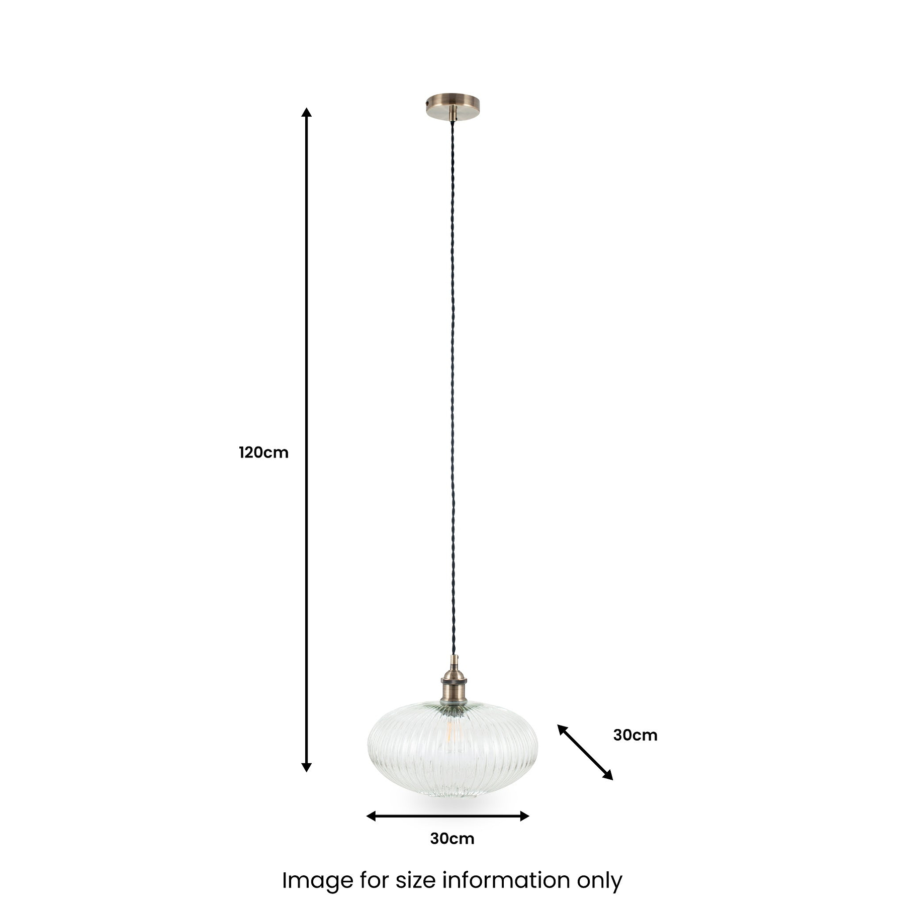 Abigail Clear Ribbed Glass Oval Pendant