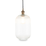 Abigail Clear Ribbed Glass Tall Pendant