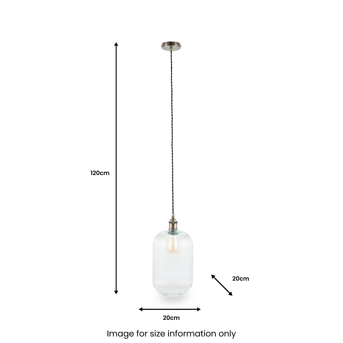 Abigail Clear Ribbed Glass Tall Pendant