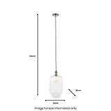 Abigail Clear Ribbed Glass Tall Pendant