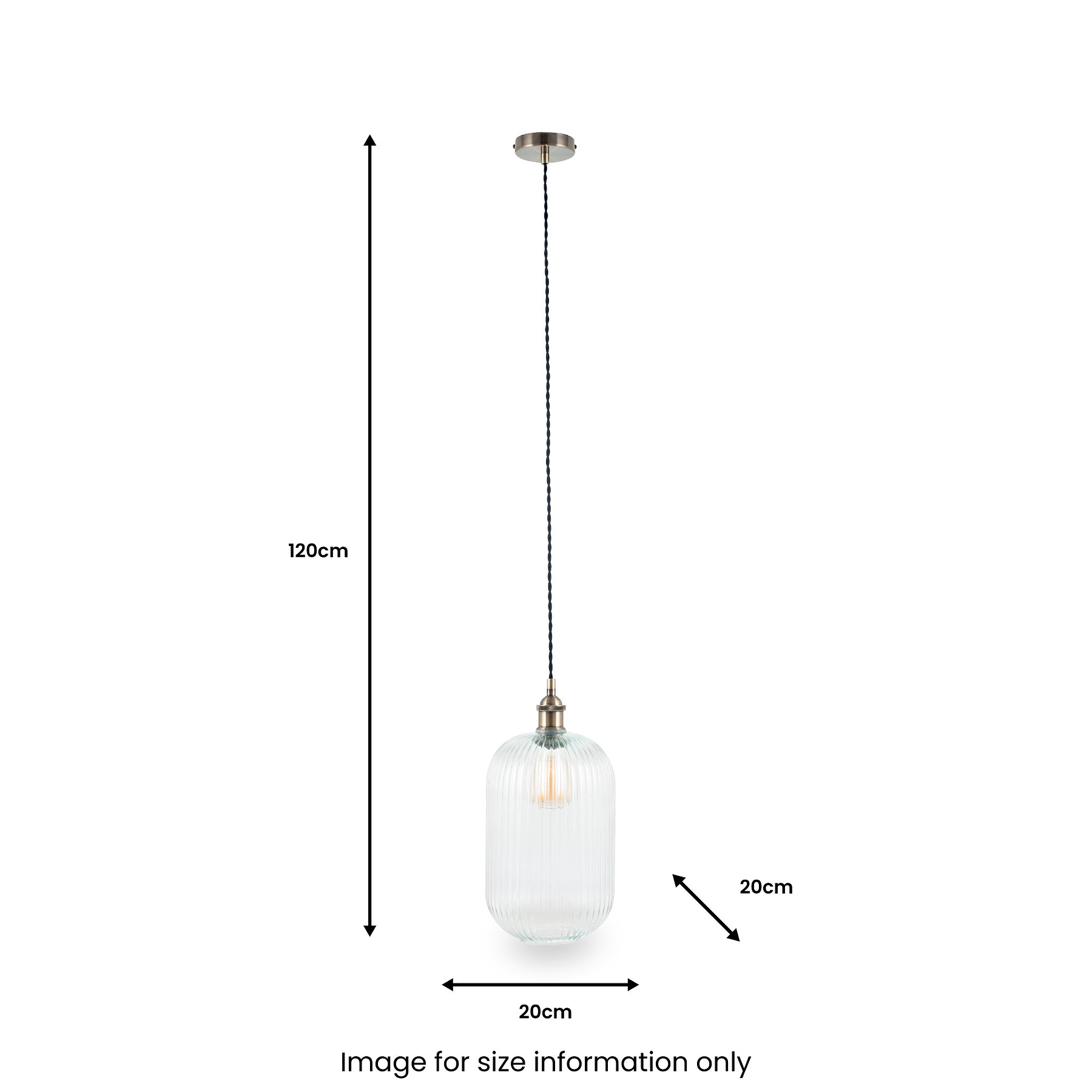 Abigail Clear Ribbed Glass Tall Pendant