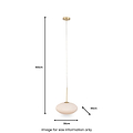 Emilia White Glass and Gold Metal Ribbed Oval Pendant