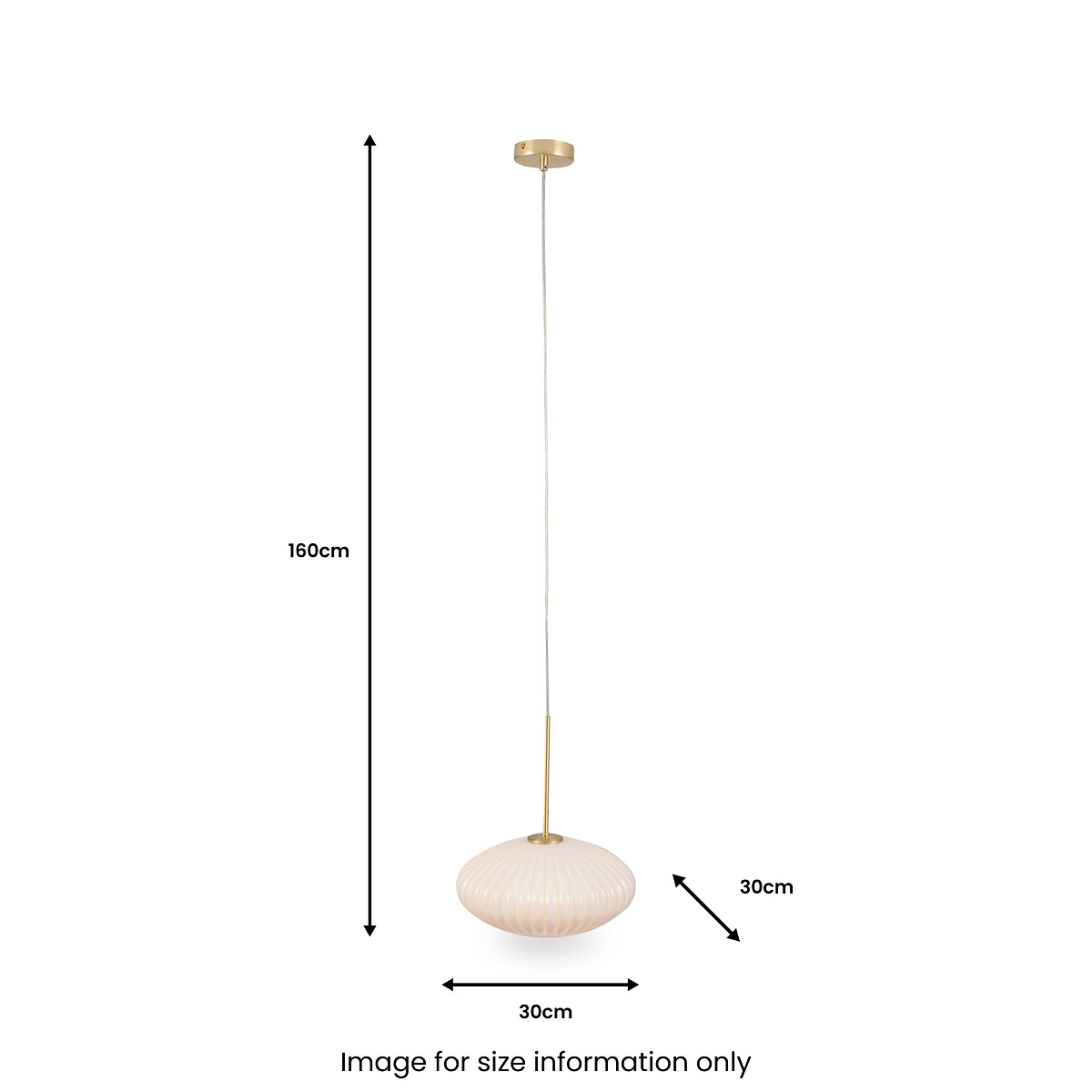 Emilia White Glass and Gold Metal Ribbed Oval Pendant