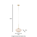Emilia White Glass and Gold Metal Ribbed Oval Pendant