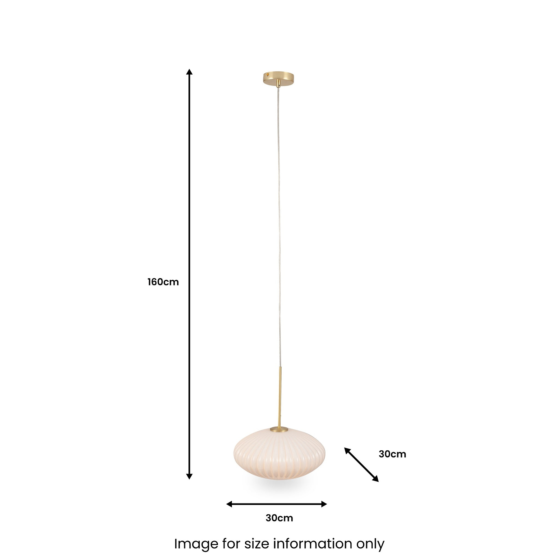 Emilia White Glass and Gold Metal Ribbed Oval Pendant