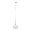 Bella White Glass and Gold Metal Ribbed Squoval Pendant from Roseland Furniture