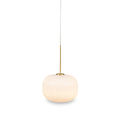 Bella White Glass and Gold Metal Ribbed Squoval Pendant