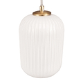 Alessia White Glass and Gold Metal Ribbed Glass Pendant
