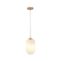 Alessia White Glass and Gold Metal Ribbed Glass Pendant
