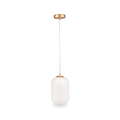 Alessia White Glass and Gold Metal Ribbed Glass Pendant from Roseland Furniture