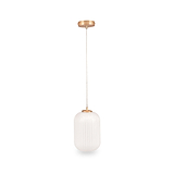 Alessia White Glass and Gold Metal Ribbed Glass Pendant from Roseland Furniture