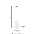 Alessia White Glass and Gold Metal Ribbed Glass Pendant
