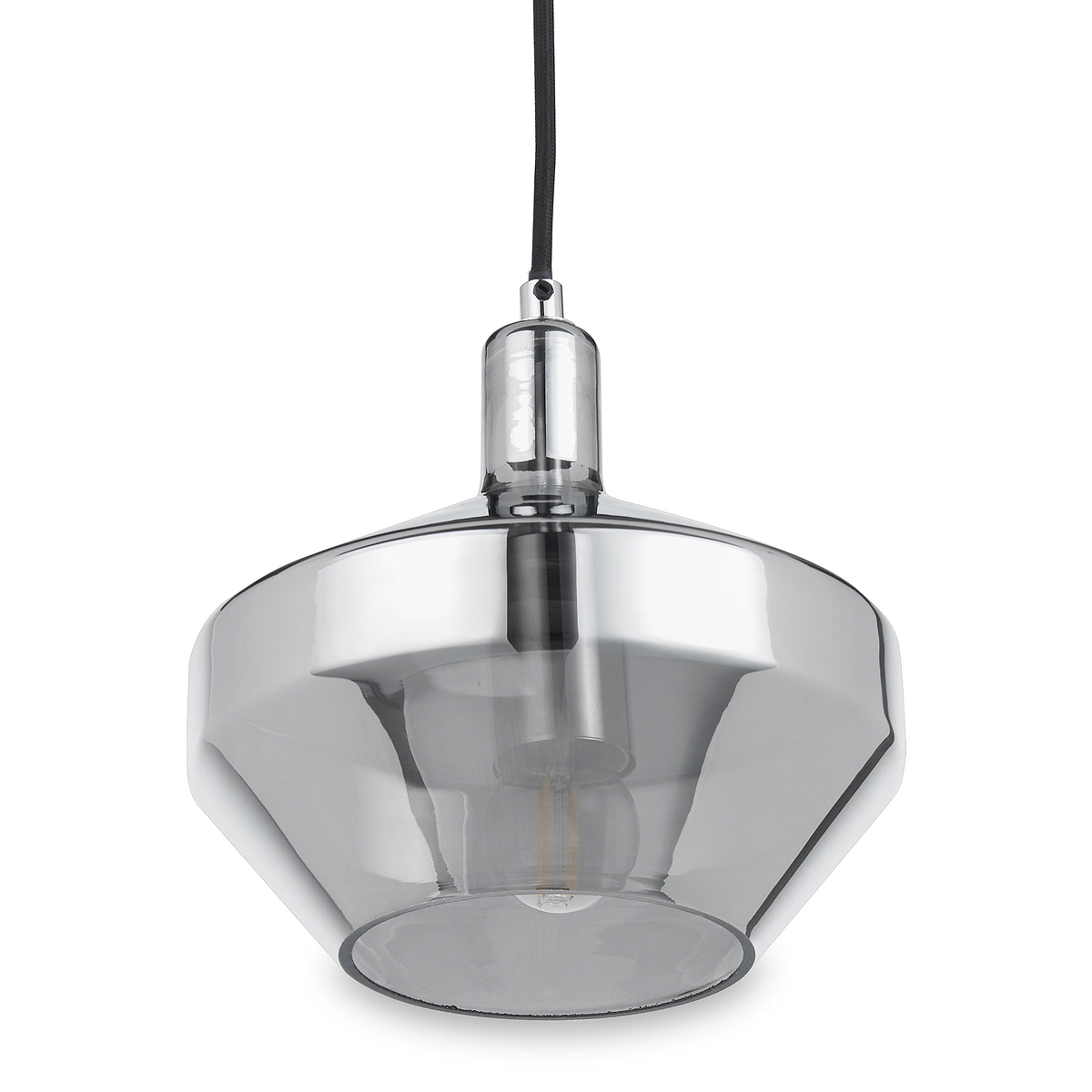 Jaxon Shiny Smoked Glass Domed Pendant from Roseland Furniture