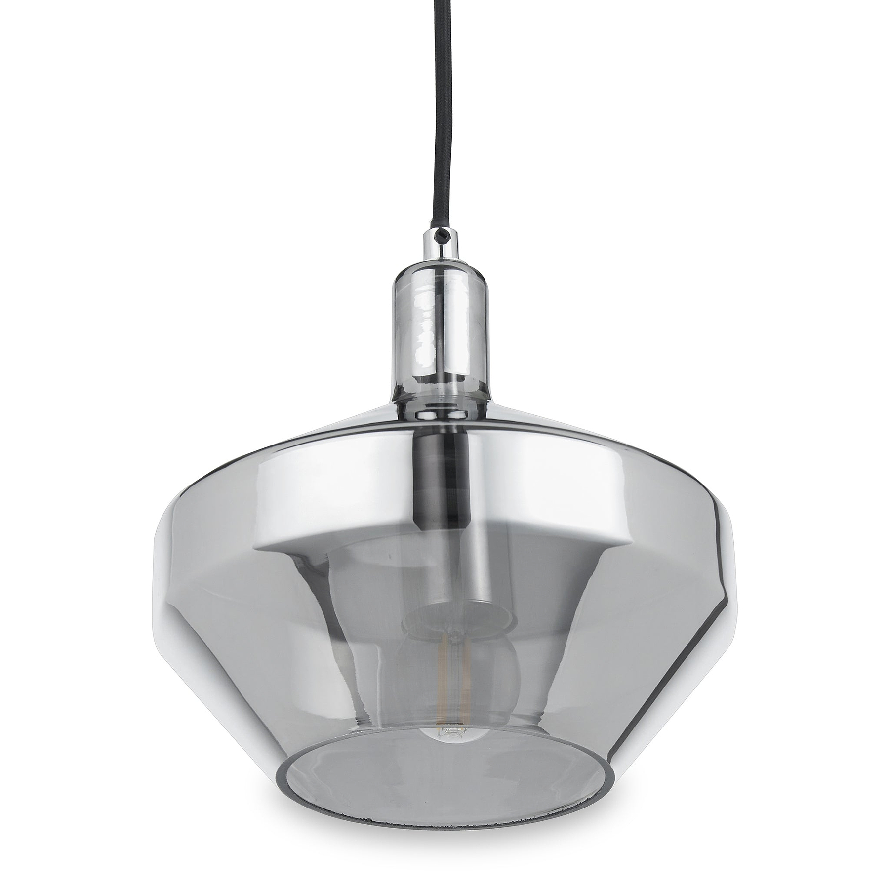 Jaxon Shiny Smoked Glass Domed Pendant from Roseland Furniture