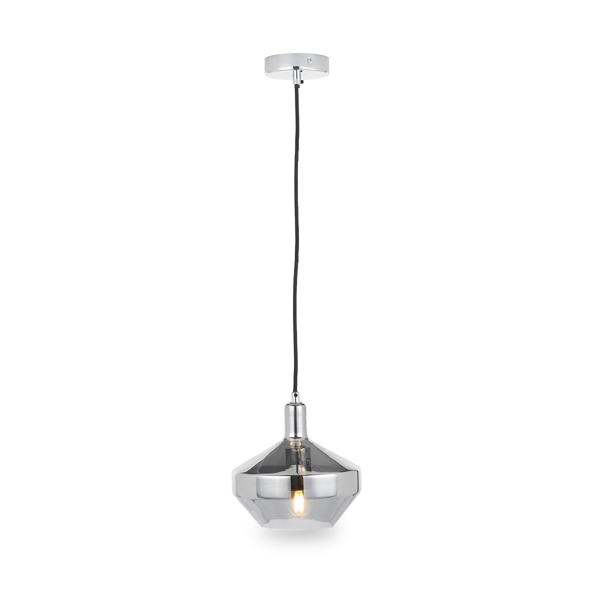 Jaxon Shiny Smoked Glass Domed Pendant from Roseland Furniture
