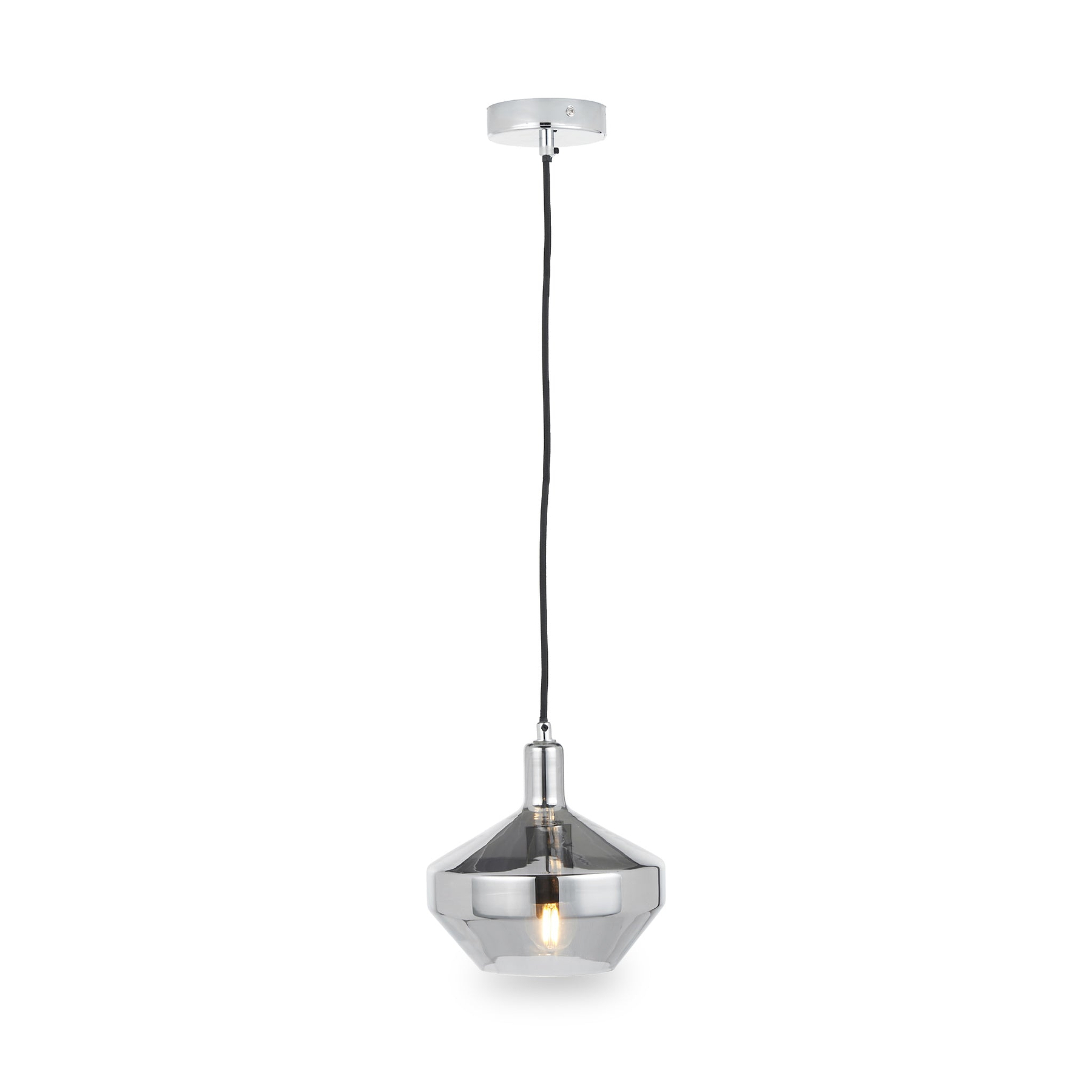 Jaxon Shiny Smoked Glass Domed Pendant from Roseland Furniture