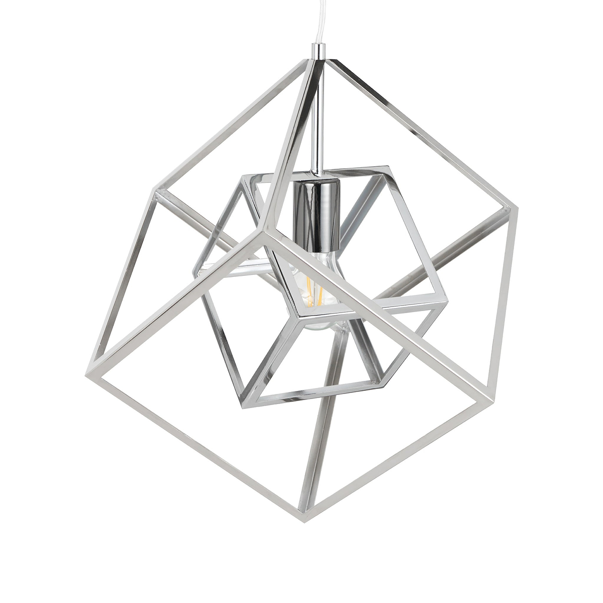 Alessio Shiny Nickel Metal Cube Pendant