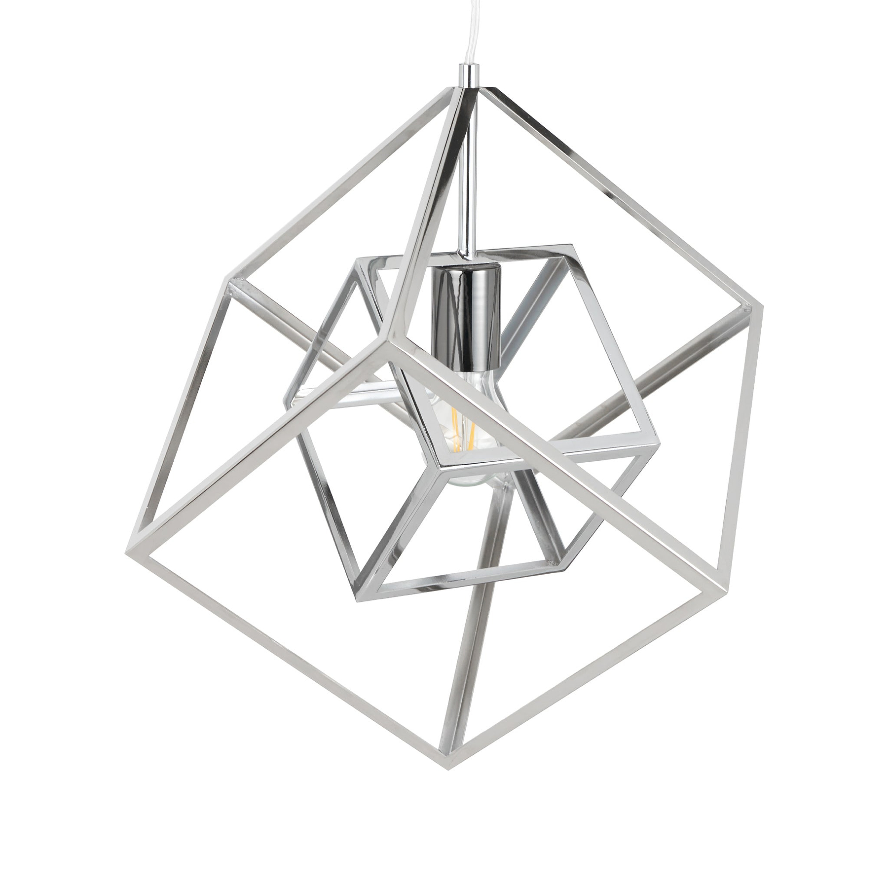 Alessio Shiny Nickel Metal Cube Pendant