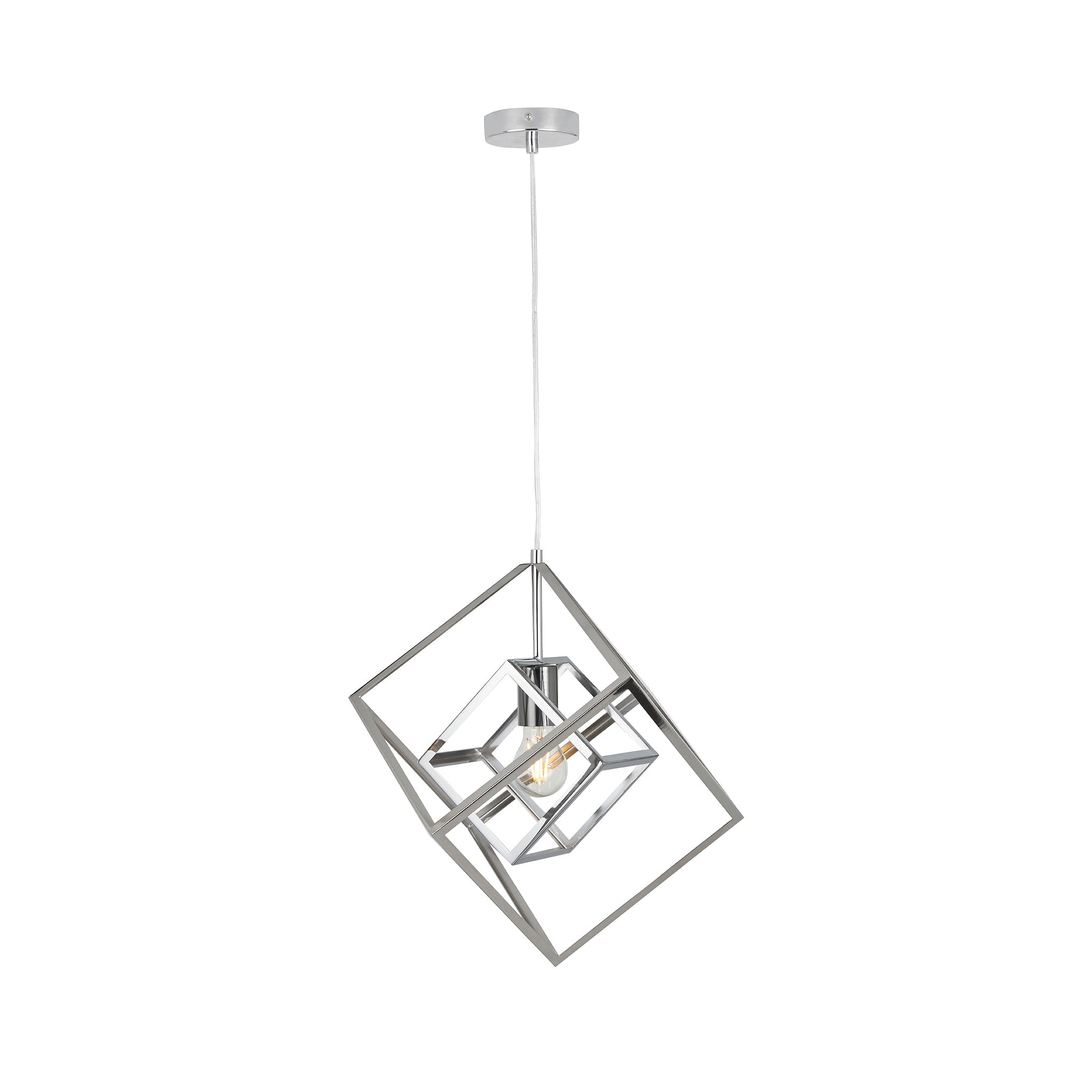 Alessio Shiny Nickel Metal Cube Pendant