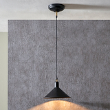 Canton Matt Black and Brass Metal Cone Pendant for living room