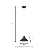 Canton Matt Black and Brass Metal Cone Pendant from Roseland Furniture