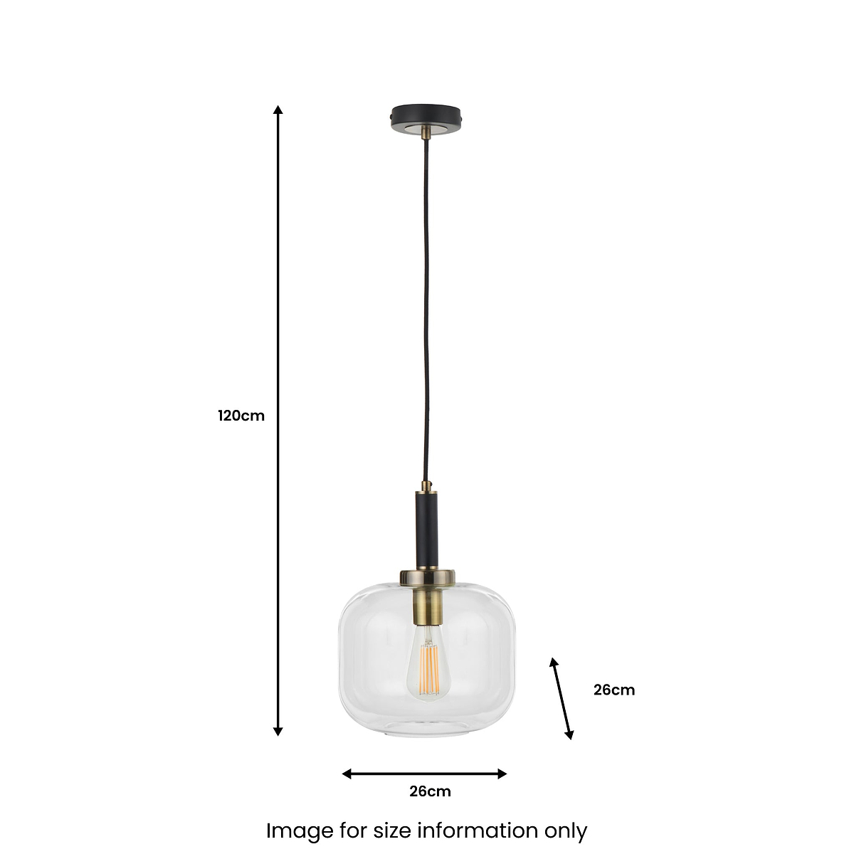 Florence Black Metal & Glass Pendant from Roseland Furniture