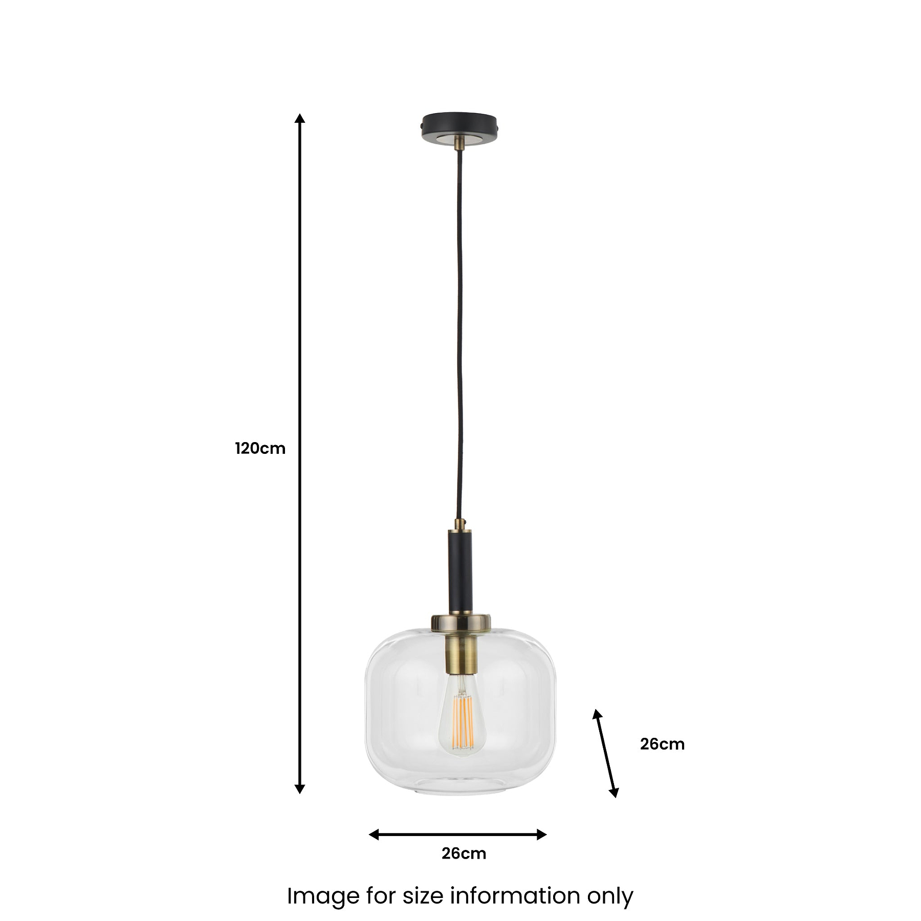Florence Black Metal & Glass Pendant from Roseland Furniture