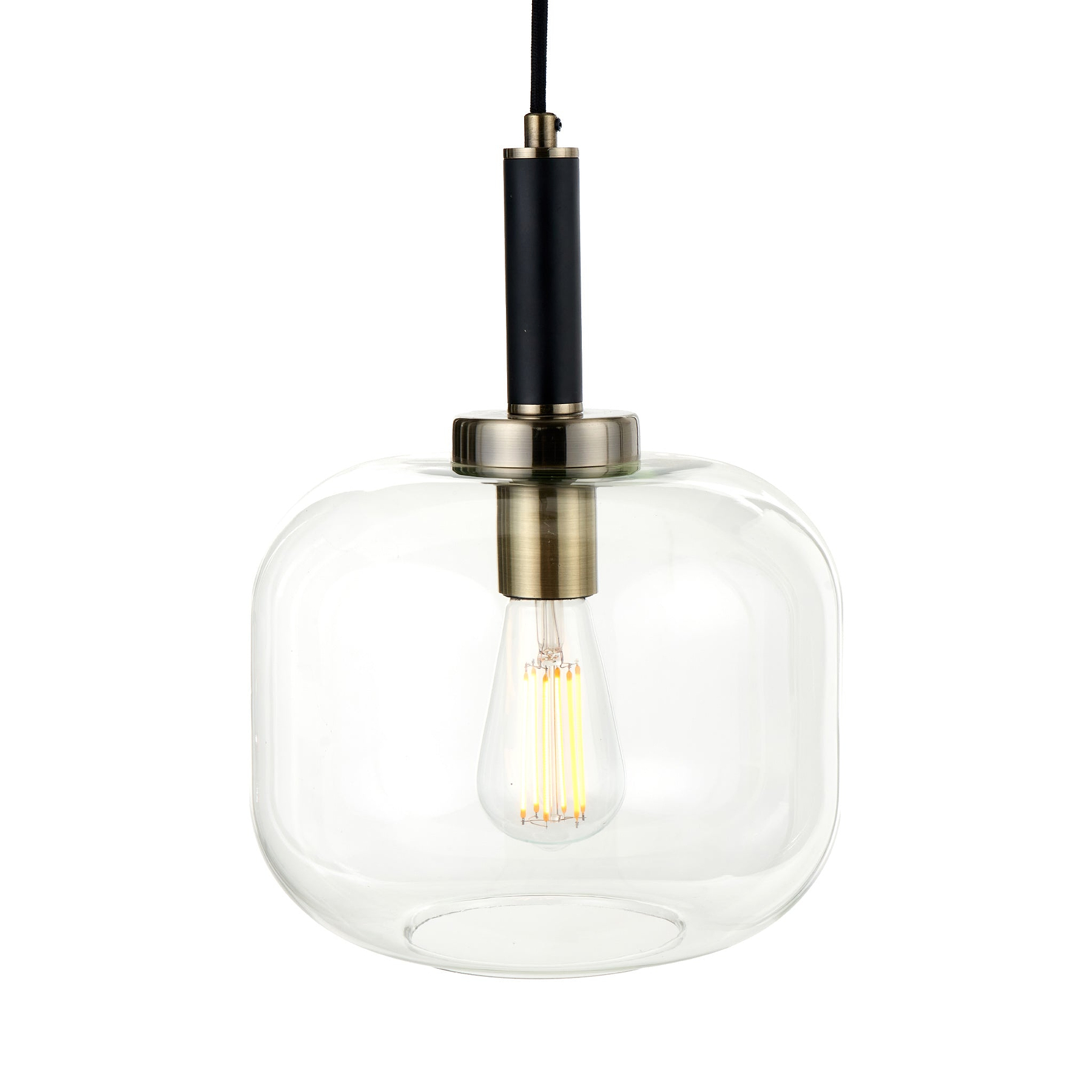 Florence Black Metal & Glass Pendant