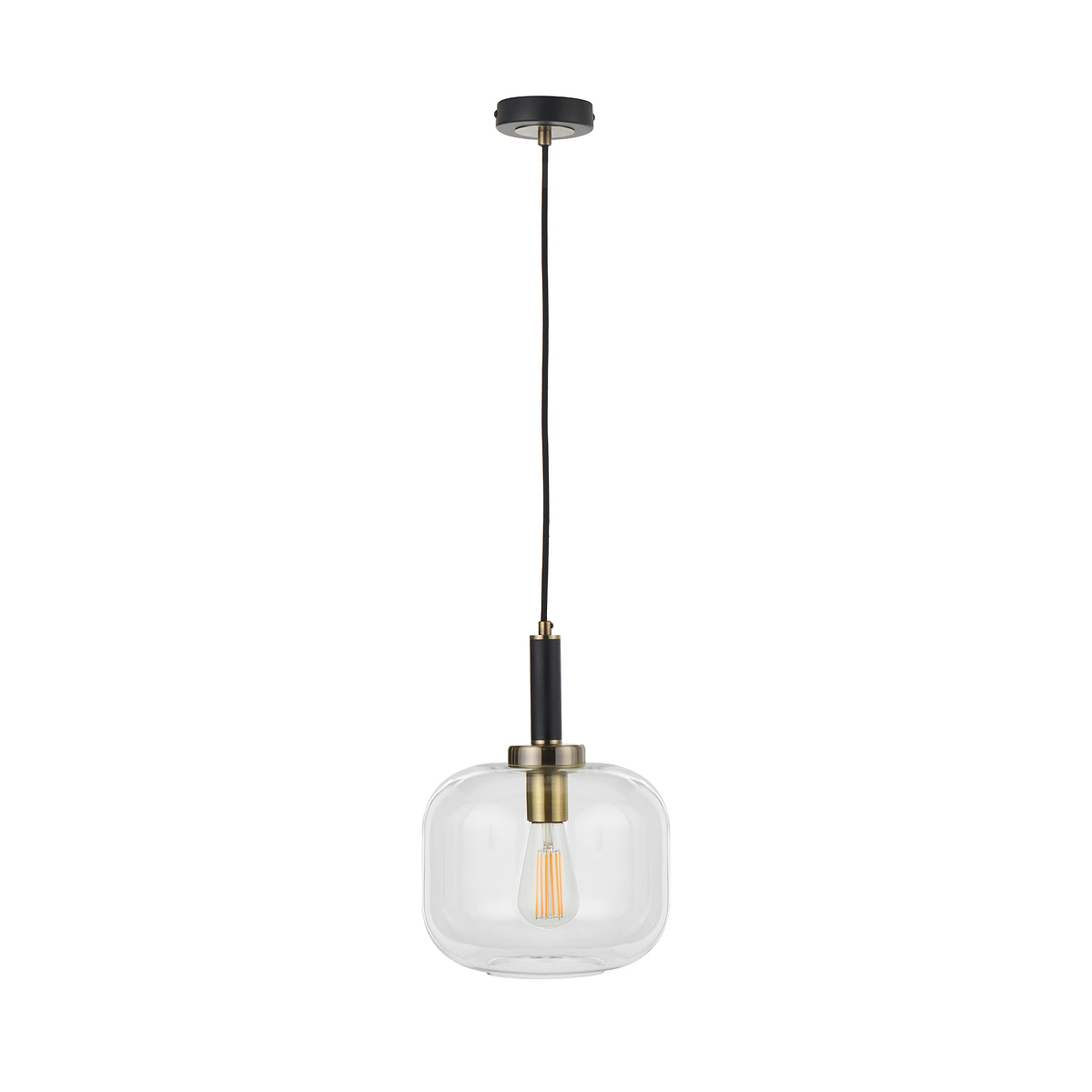 Florence Black Metal & Glass Pendant from Roseland Furniture