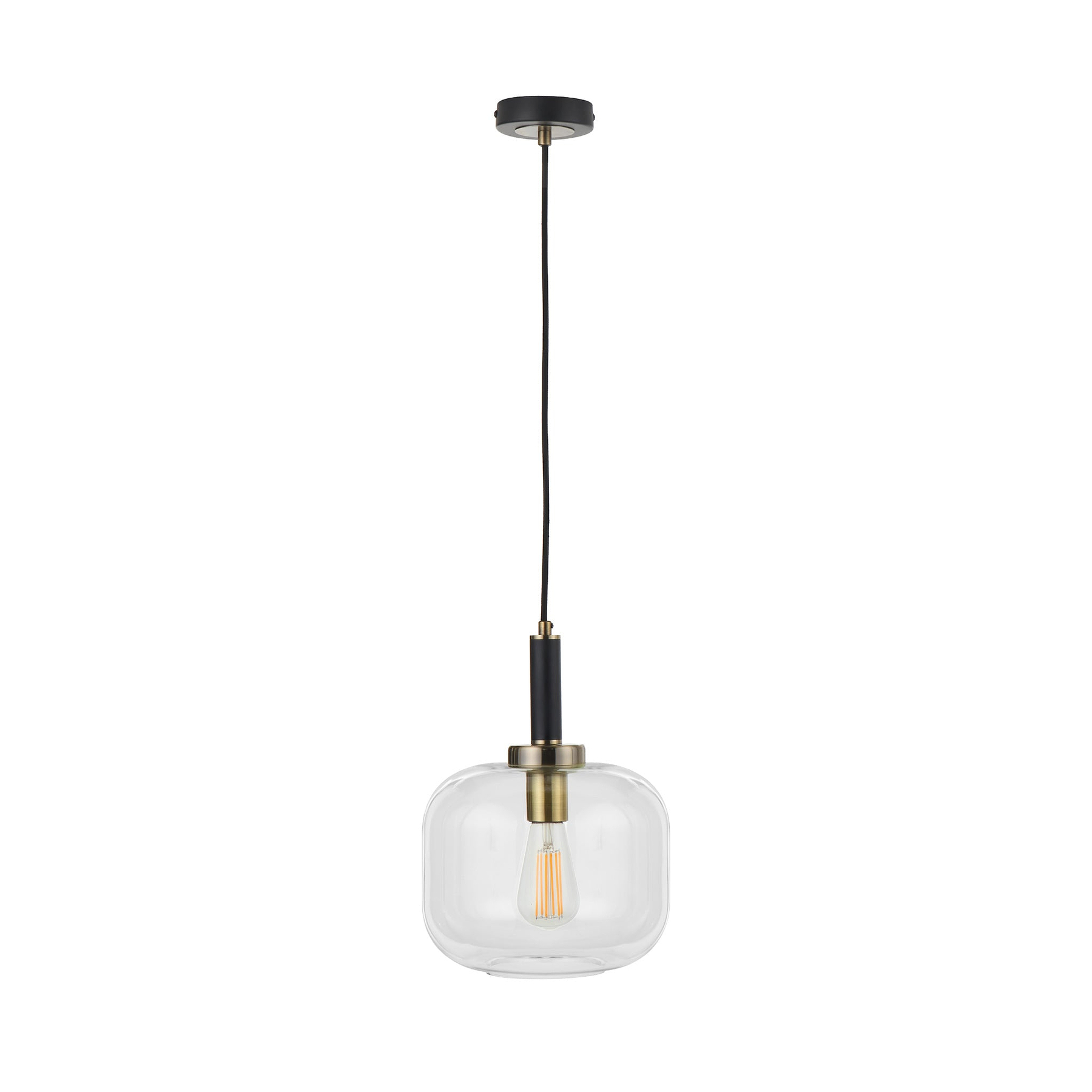 Florence Black Metal & Glass Pendant from Roseland Furniture