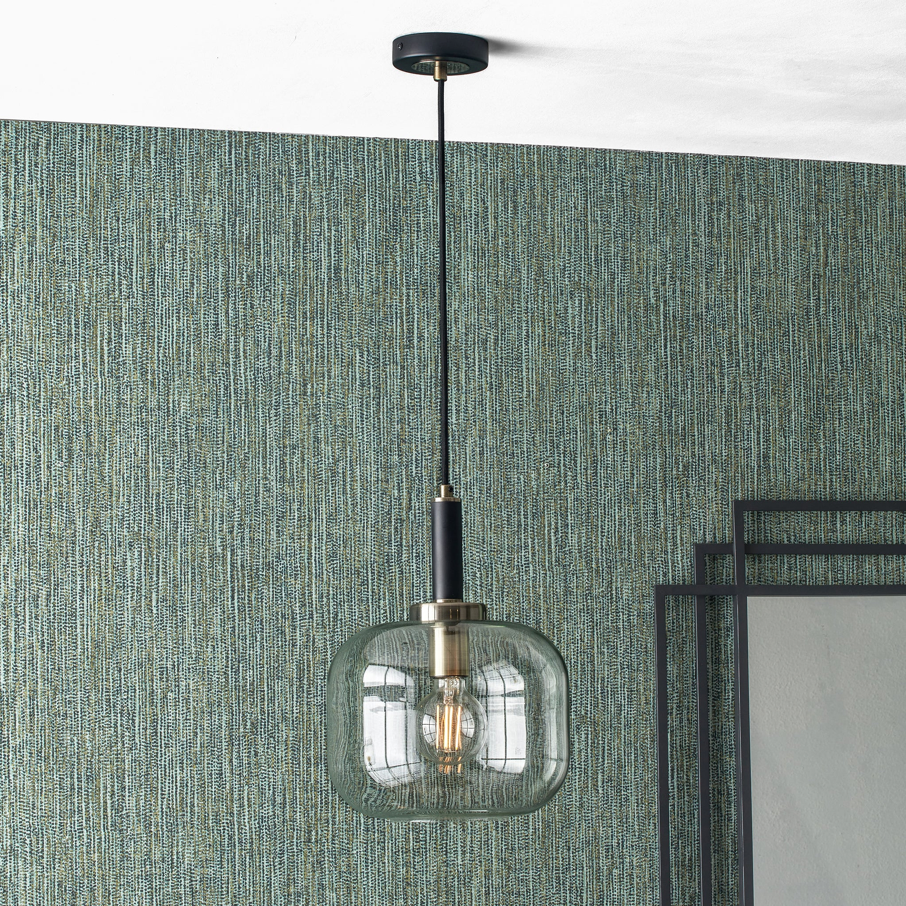 Florence Black Metal & Glass Pendant for living room