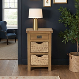 Zelah Oak Telephone Table with Baskets by Roseland Furniture