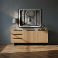 Oak Mill Large Sideboard - Metal Base - White Oil by Roseland Furniture