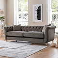 Clarence Mushroom Velvet Chesterfield 3 Seater Sofa for living room