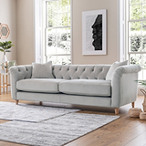 Clarence Chalk Velvet Chesterfield 3 Seater Sofa for living room