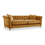 Clarence Ochre Velvet Chesterfield 3 Seater Sofa 