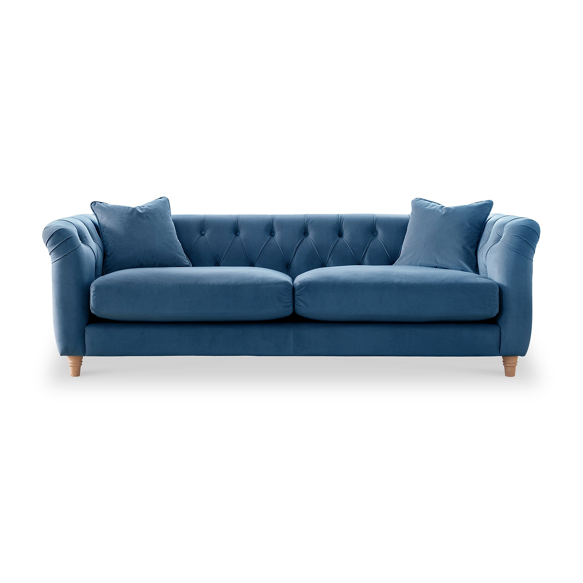 Clarence Sky Blue Velvet Chesterfield 3 Seater Sofa  from Roseland Furniture