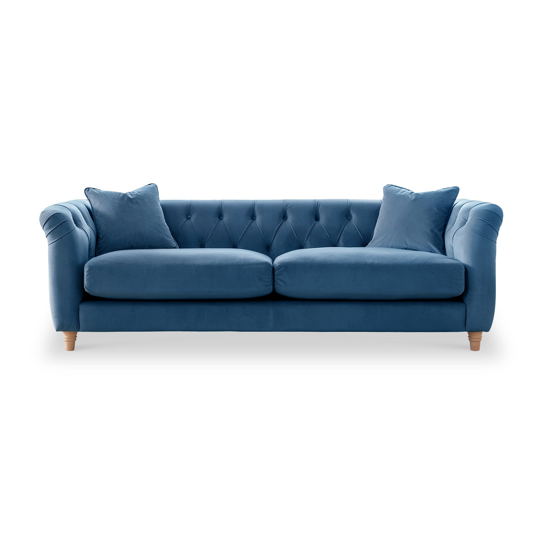 Clarence Sky Blue Velvet Chesterfield 3 Seater Sofa  from Roseland Furniture