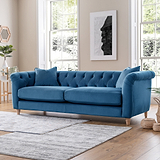 Clarence Sky Blue Velvet Chesterfield 3 Seater Sofa for living room