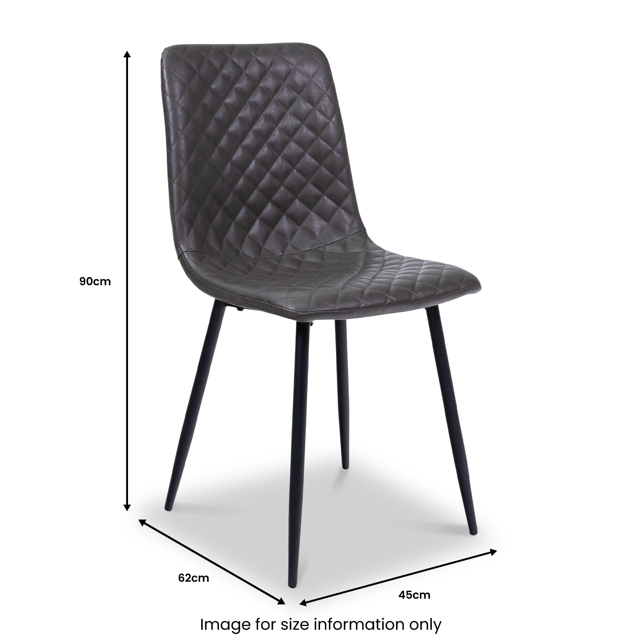Brogan Faux Leather Quilted Dining Chair | Grey or Black | Roseland