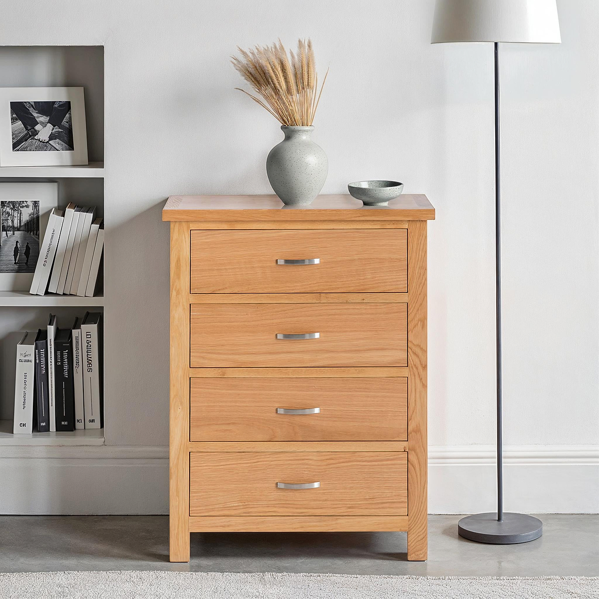 London Oak 4 Drawer Chest of Drawers for contemporary bedroom from Roseland Furniture