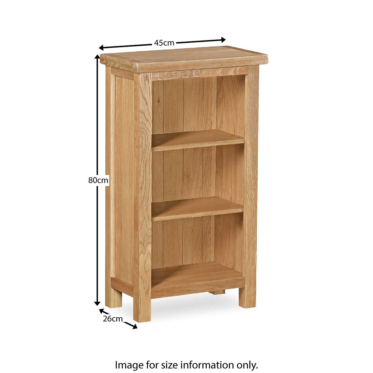 Lanner Oak Mini Bookcase by Roseland Furniture - Size Guide