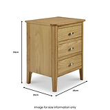 Alba Oak 3 Drawer Bedside Table from Roseland Furniture