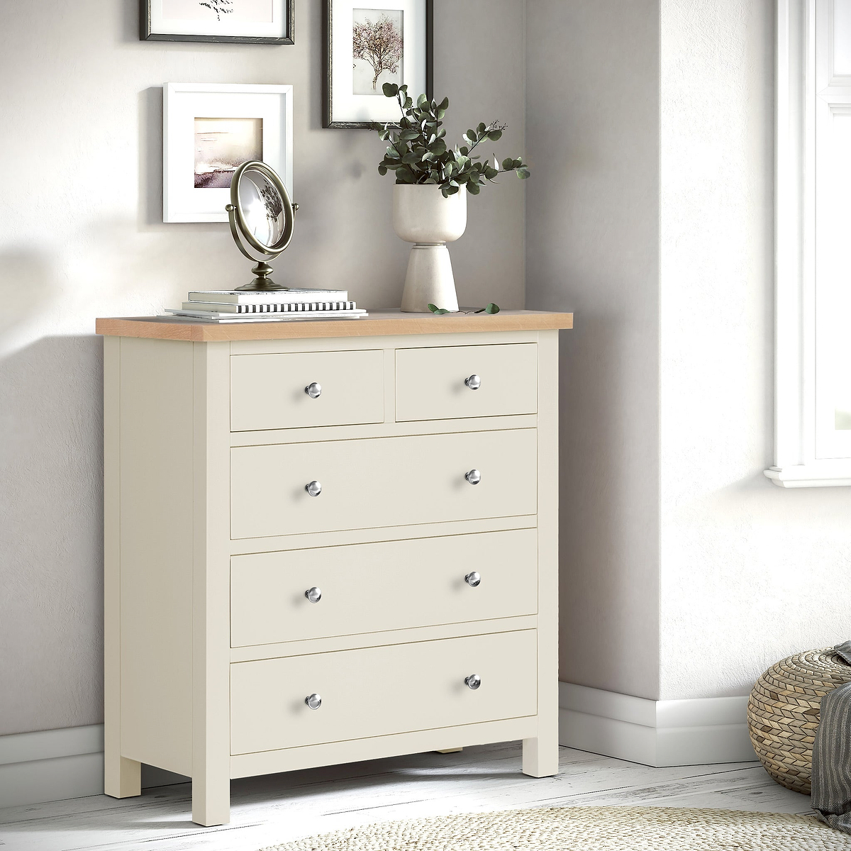 Farrow Cream 2 Over 3 Chest Of Drawers from Roseland Furniture - Lifestyle Shot