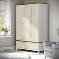 Farrow Cream Triple Wardrobe with Storage Drawers from Roseland Furniture