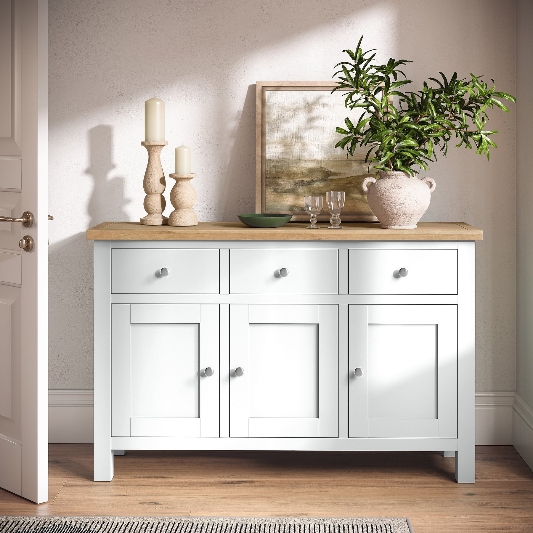 Farrow White Large Sideboard Cabinet by Roseland Furniture